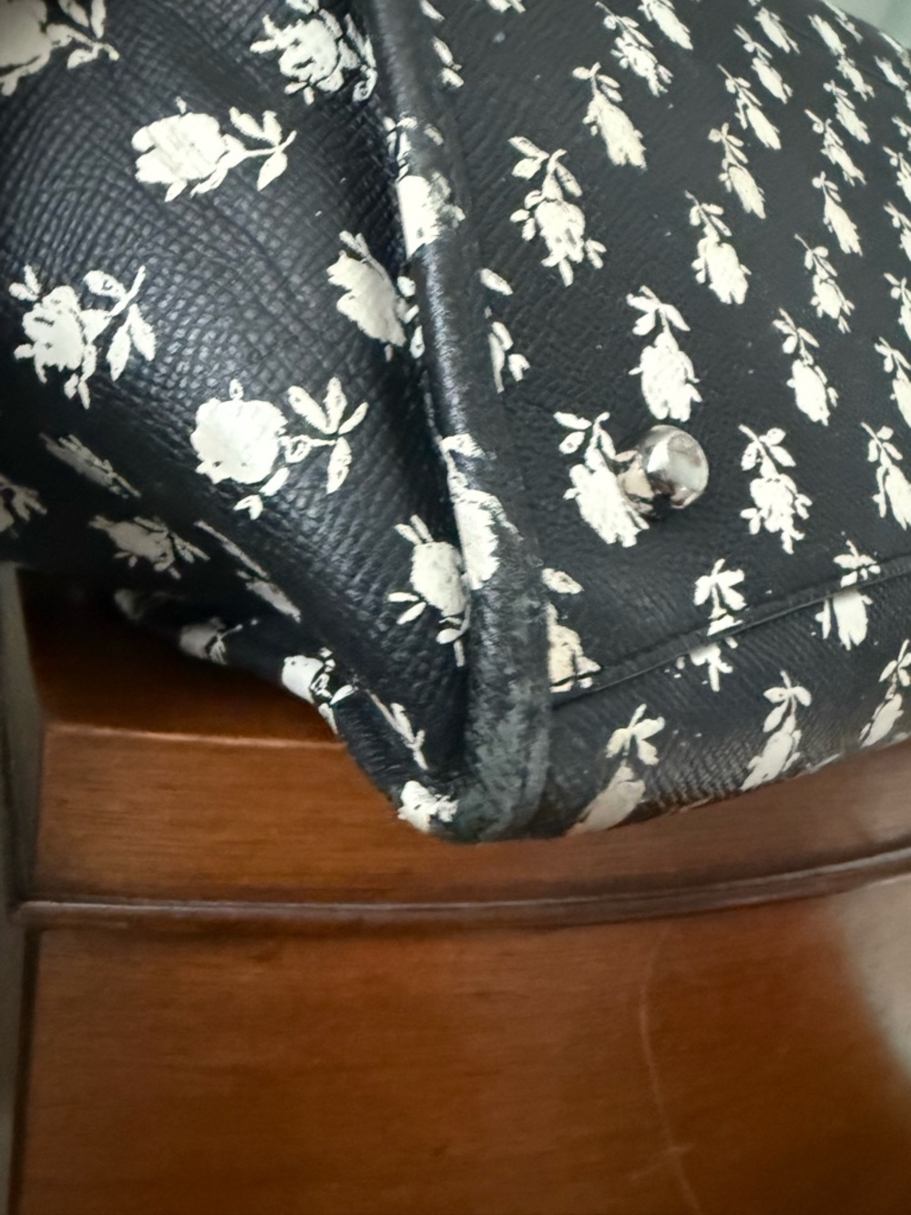 Coach Black and White Floral Print Tote - Picture 7 of 12